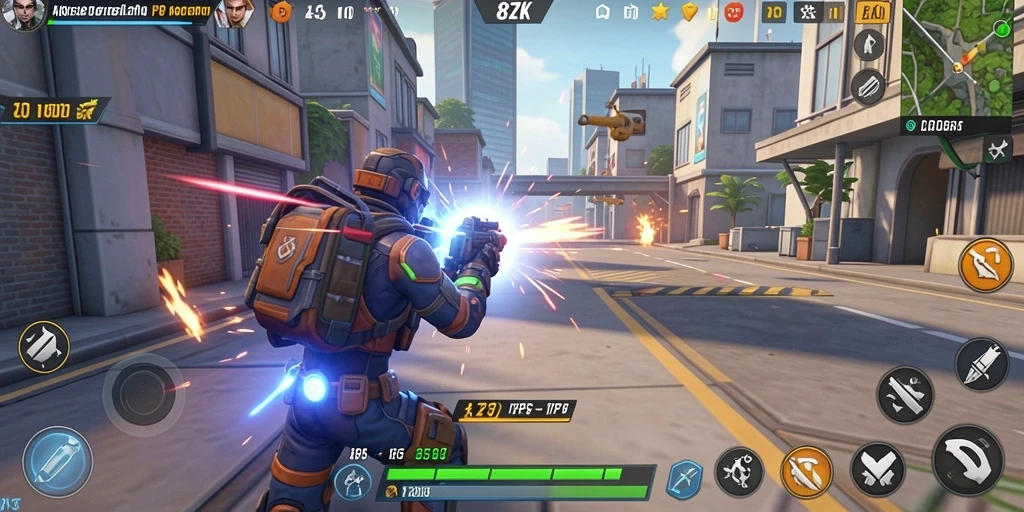 Screenshot gameplay seru dari 8ZK dalam pertempuran TPS.