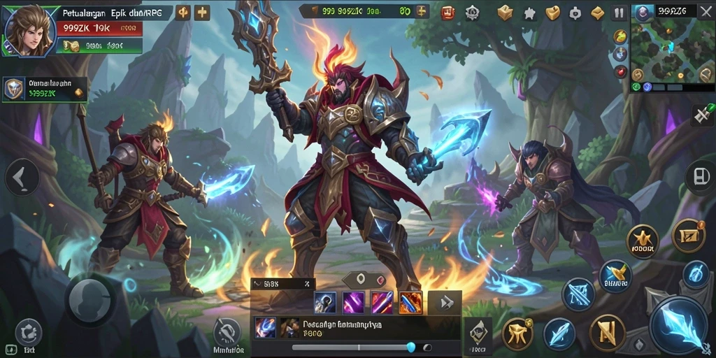 Tangkapan layar gameplay <strong>999ZK</strong> menunjukkan pertarungan epik dalam dunia MMORPG.