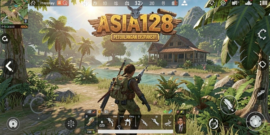 Tangkapan layar gameplay ASIA128 yang menyerupai dunia terbuka yang luas.