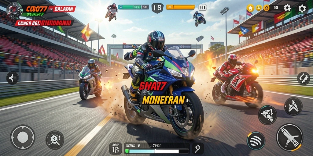 Gameplay seru dalam balapan motor yang mendebarkan.
