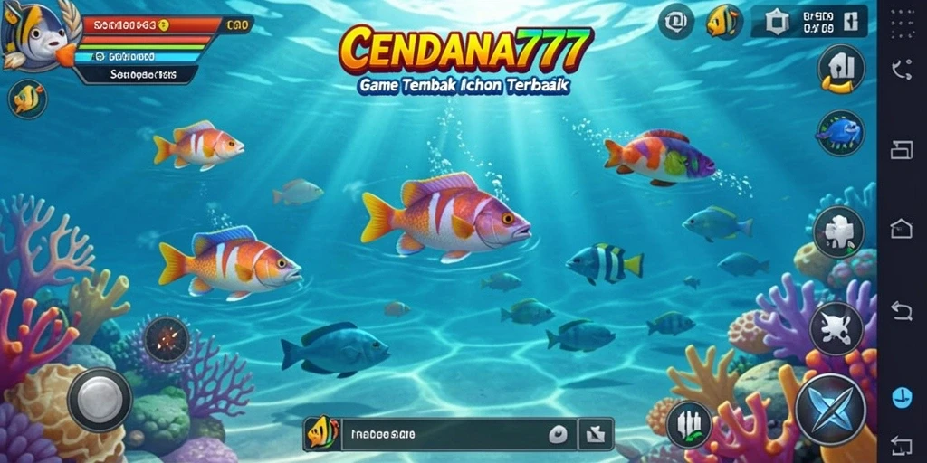 Gameplay seru CENDANA777 saat menembak ikan di laut yang indah.