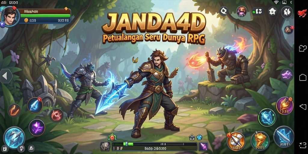 Tampilan screenshot <strong>JANDA4D</strong> menampilkan aksi seru dalam pertarungan RPG.