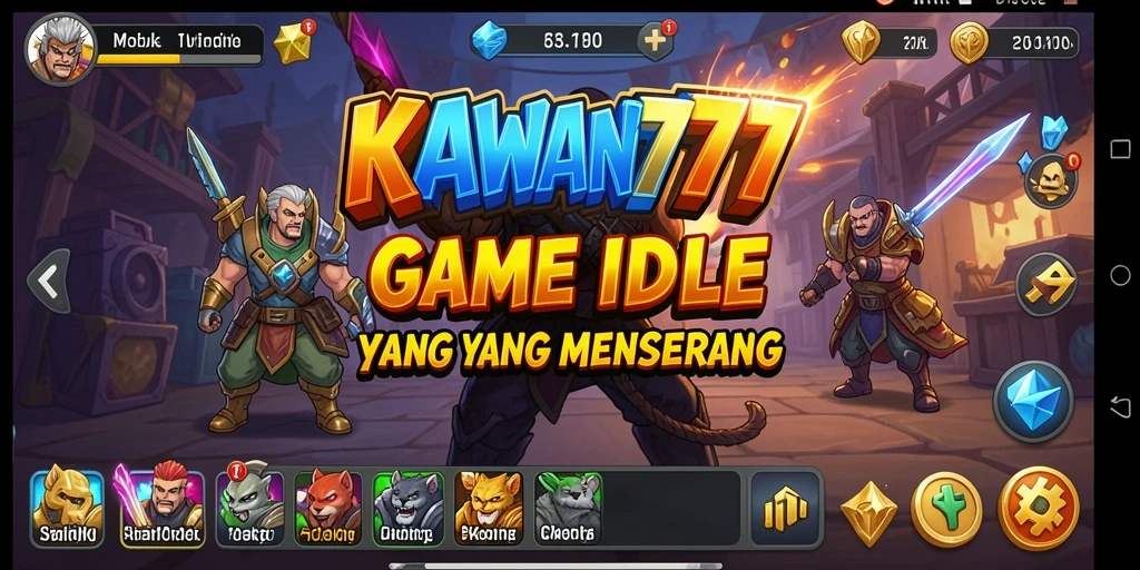 Screenshot KAWAN777 menunjukkan gameplay santai dengan karakter yang berkembang.
