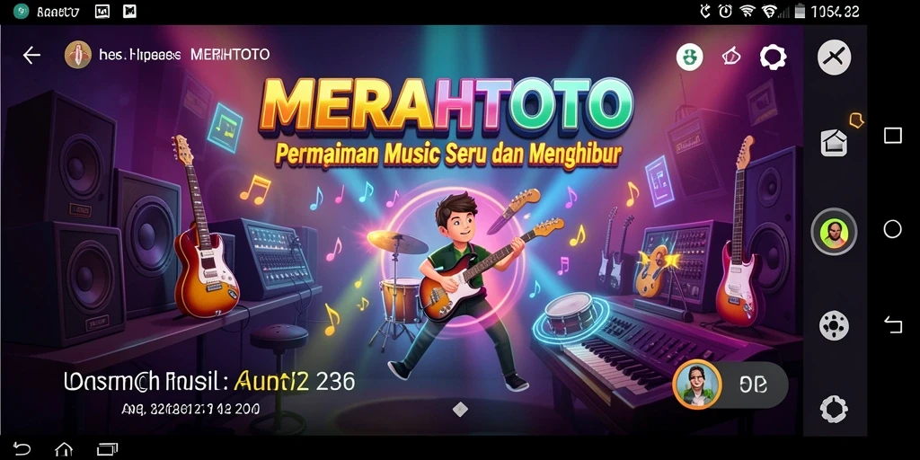 Tampilan gameplay MERAHTOTO dengan pemain mengikuti irama musik.