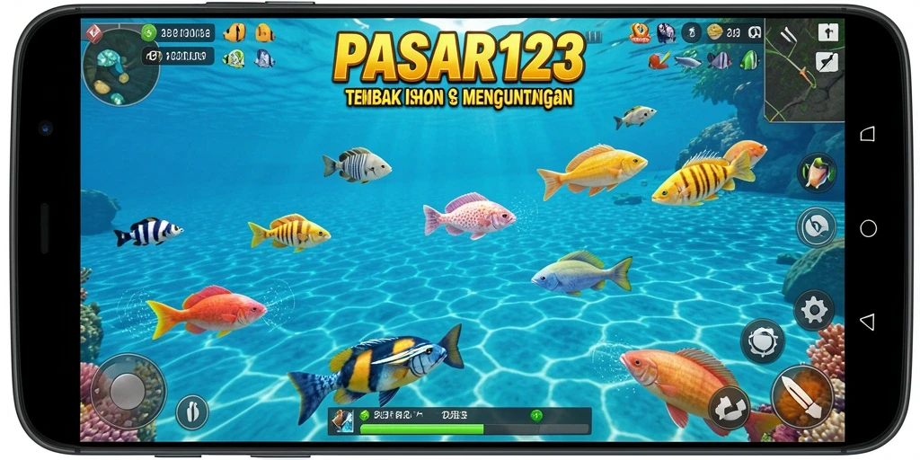 Tampilan gameplay seru PASAR123 dalam menembak ikan.