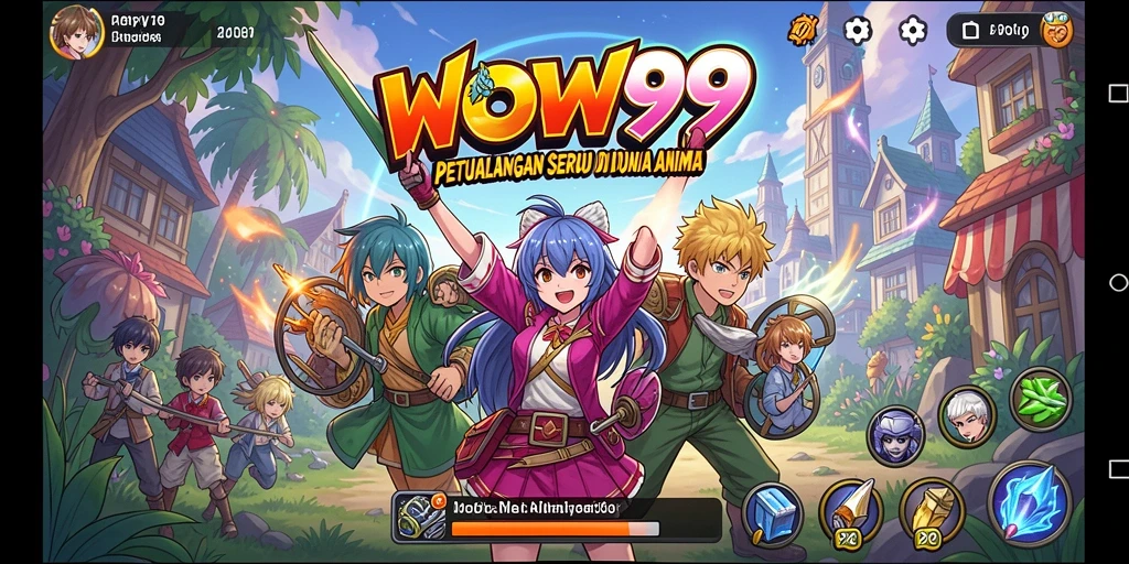 Screenshot WOW99 menampilkan aksi karakter Anime yang menegangkan.